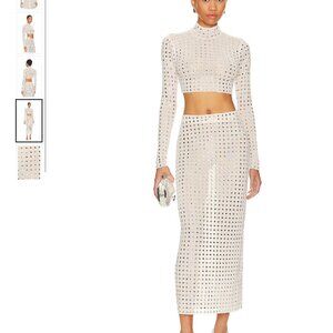 NBD Zenni Two Piece Midi Set: Sequins Sparkle Sheer